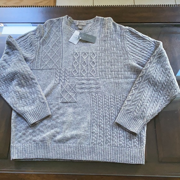 DANIEL CREMIEUX Gray Heather SPECKLED Merino Wool Crew Neck Sweater - Picture 3 of 7